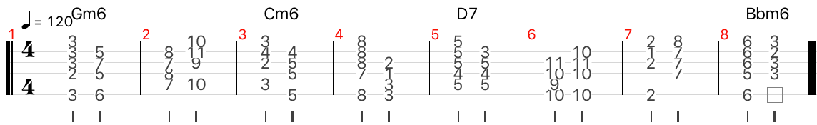 blues en mineur/ blues minor chords